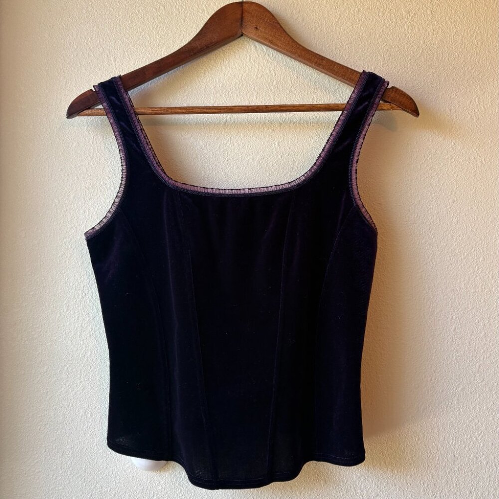 Vintage Y2K Arianne Deep Purple Velvet Corset Bustier Tank Top Size L Whimsigoth - Picture 5 of 8